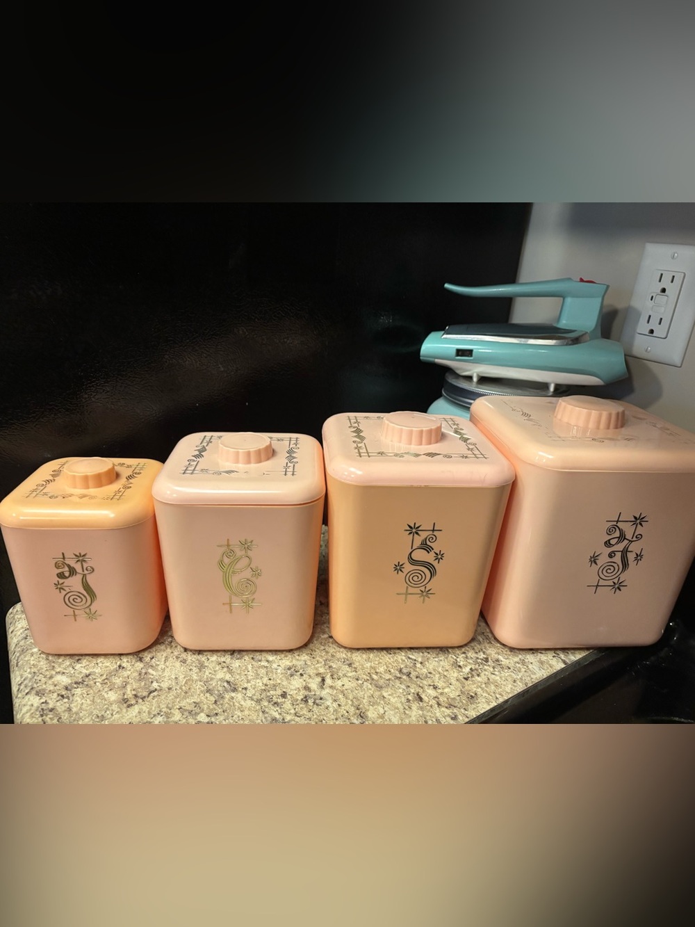 Set of Four~ Pink 1950s Canisters